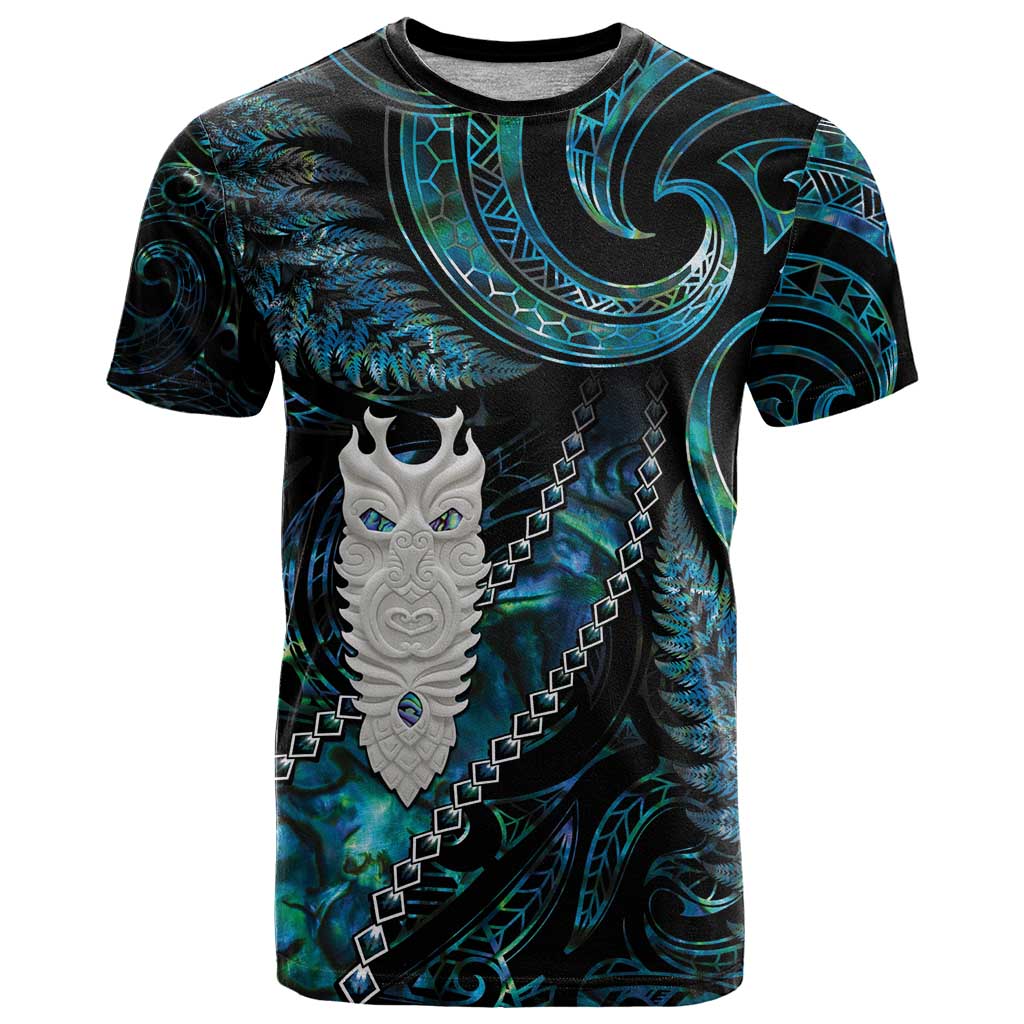 New Zealand Aotearoa T Shirt Maori Tane Te Waiora Paua Shell Glitter Turquoise LT05 Turquoise - Polynesian Pride