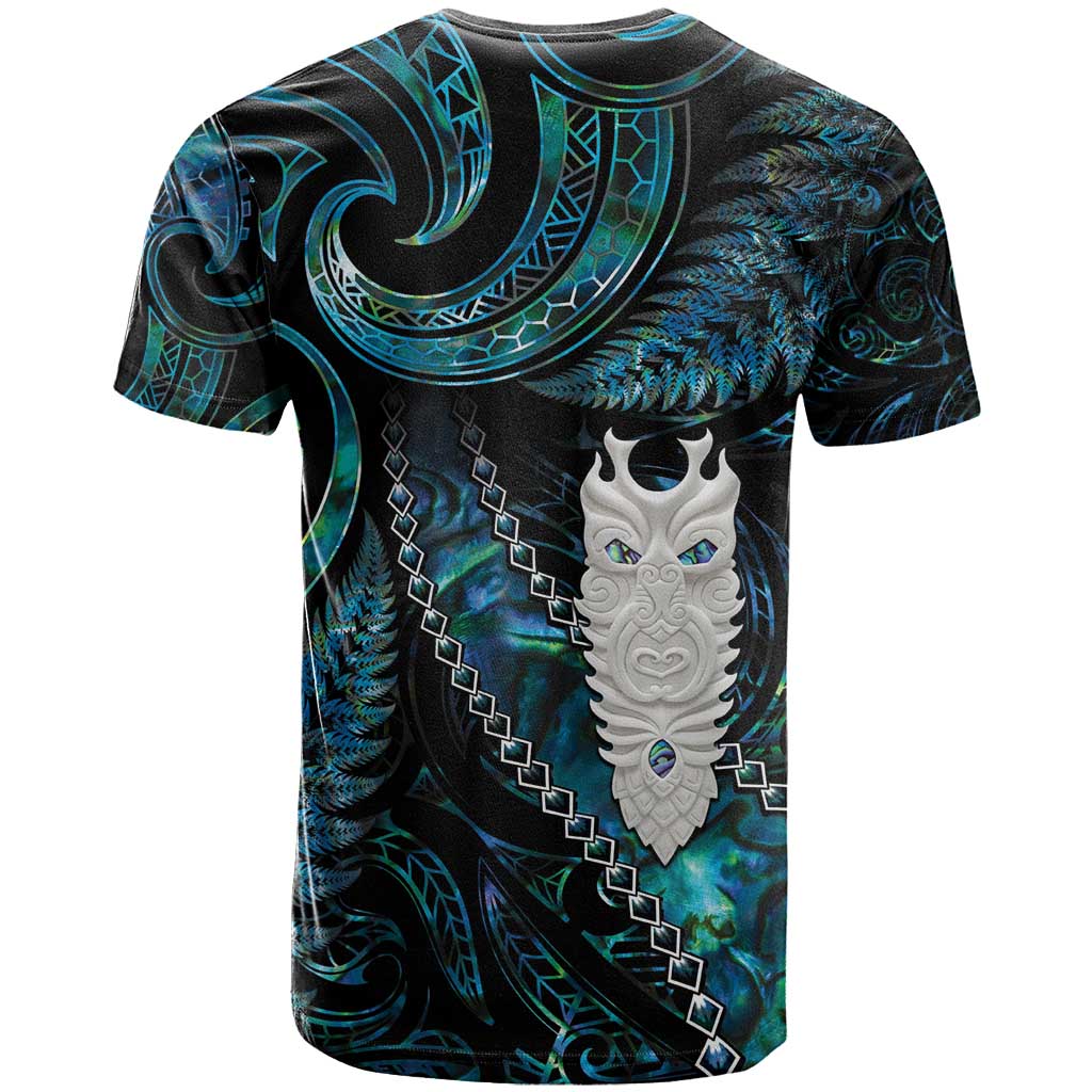 New Zealand Aotearoa T Shirt Maori Tane Te Waiora Paua Shell Glitter Turquoise LT05 - Polynesian Pride