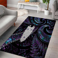 New Zealand Aotearoa Area Rug Maori Tane Te Waiora Paua Shell Glitter Purple