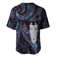 New Zealand Aotearoa Baseball Jersey Maori Tane Te Waiora Paua Shell Glitter Purple LT05 - Polynesian Pride