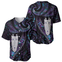 New Zealand Aotearoa Baseball Jersey Maori Tane Te Waiora Paua Shell Glitter Purple LT05 - Polynesian Pride