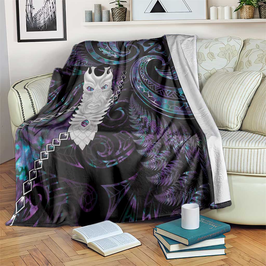 New Zealand Aotearoa Blanket Maori Tane Te Waiora Paua Shell Glitter Purple LT05 Purple - Polynesian Pride