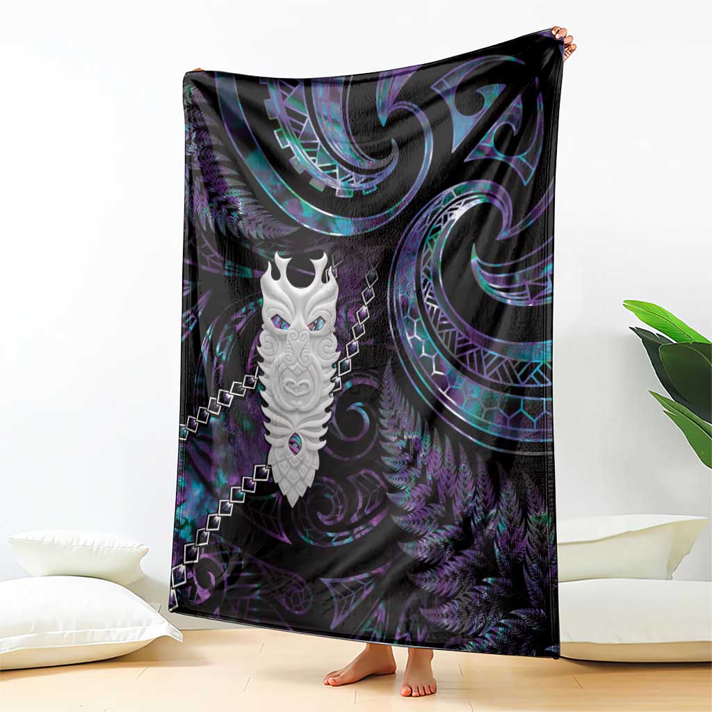 New Zealand Aotearoa Blanket Maori Tane Te Waiora Paua Shell Glitter Purple LT05 - Polynesian Pride