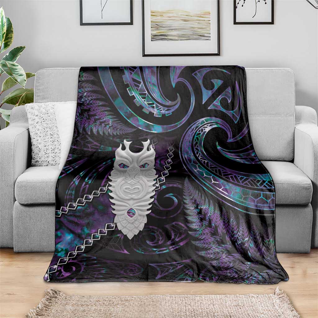 New Zealand Aotearoa Blanket Maori Tane Te Waiora Paua Shell Glitter Purple LT05 - Polynesian Pride