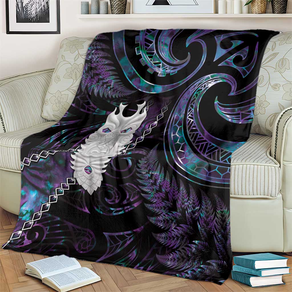 New Zealand Aotearoa Blanket Maori Tane Te Waiora Paua Shell Glitter Purple LT05 - Polynesian Pride