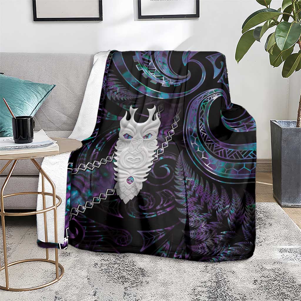 New Zealand Aotearoa Blanket Maori Tane Te Waiora Paua Shell Glitter Purple LT05 - Polynesian Pride