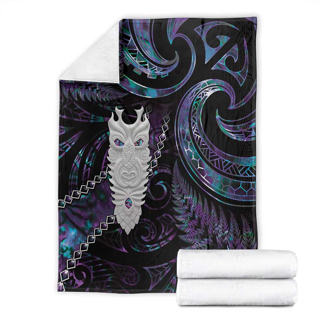 New Zealand Aotearoa Blanket Maori Tane Te Waiora Paua Shell Glitter Purple LT05 - Polynesian Pride