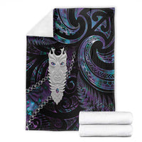 New Zealand Aotearoa Blanket Maori Tane Te Waiora Paua Shell Glitter Purple LT05 - Polynesian Pride