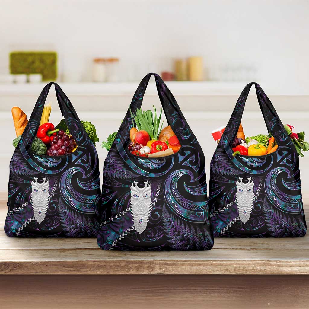New Zealand Aotearoa Grocery Bag Maori Tane Te Waiora Paua Shell Glitter Purple