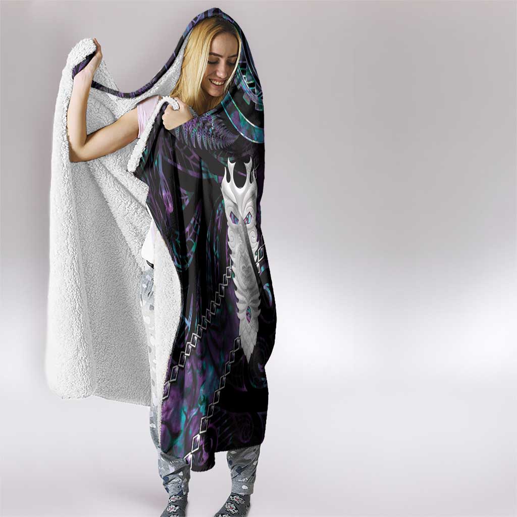 New Zealand Aotearoa Hooded Blanket Maori Tane Te Waiora Paua Shell Glitter Purple