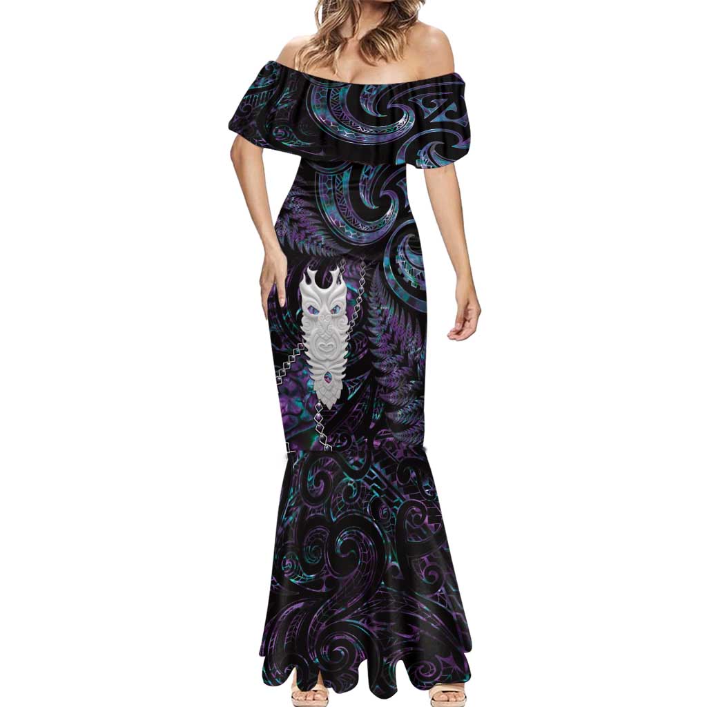 New Zealand Aotearoa Mermaid Dress Maori Tane Te Waiora Paua Shell Glitter Purple