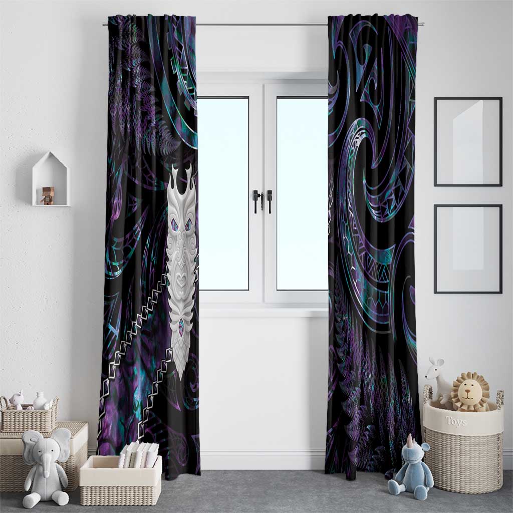 New Zealand Aotearoa Window Curtain Maori Tane Te Waiora Paua Shell Glitter Purple