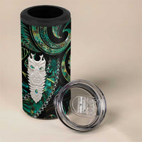 New Zealand Aotearoa 4 in 1 Can Cooler Tumbler Maori Tane Te Waiora Paua Shell Glitter Green