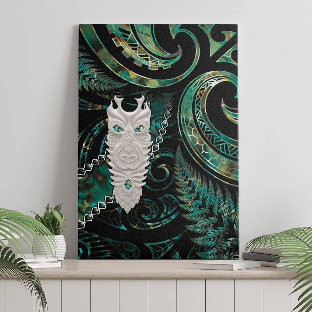 New Zealand Aotearoa Canvas Wall Art Maori Tane Te Waiora Paua Shell Glitter Green