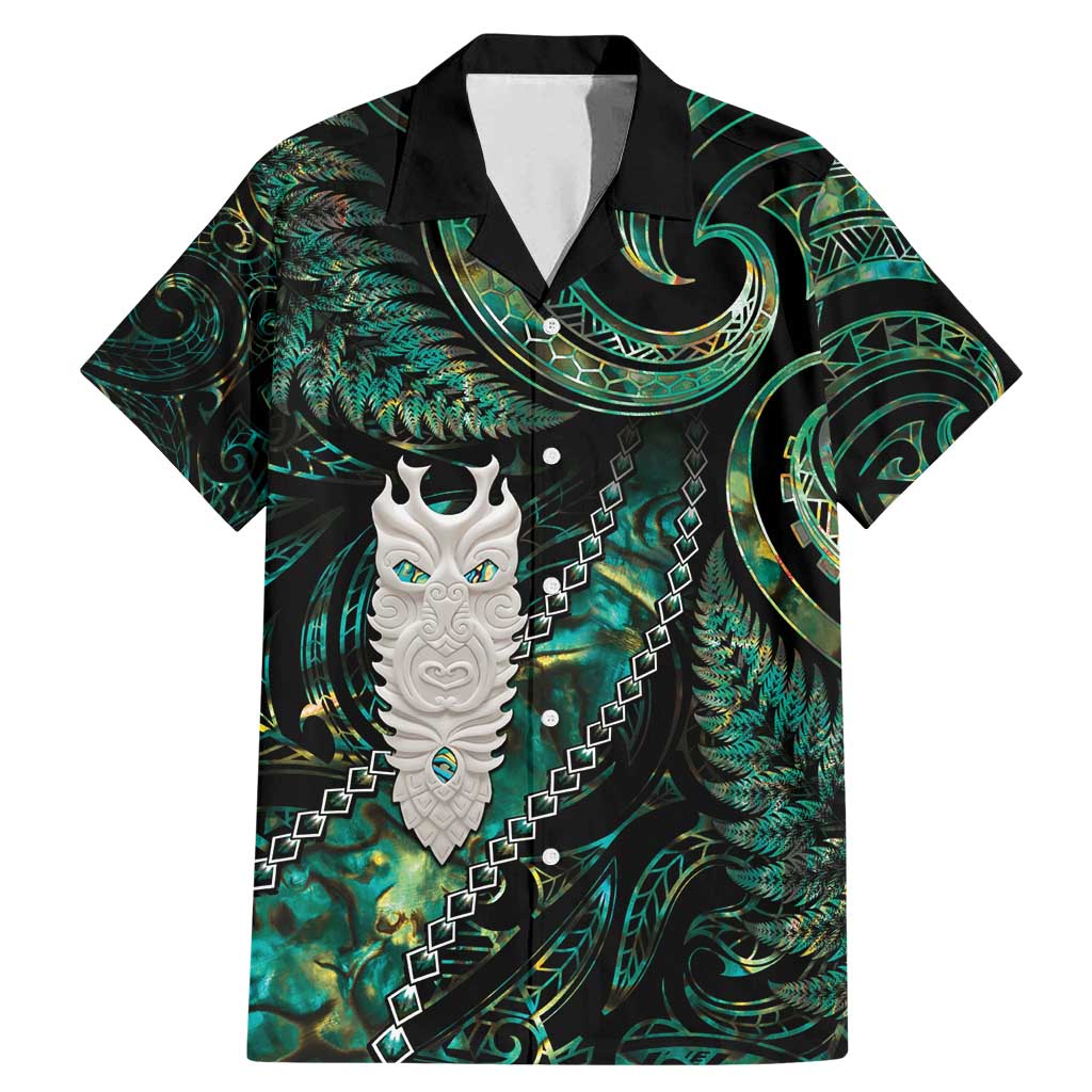 New Zealand Aotearoa Family Matching Mermaid Dress and Hawaiian Shirt Maori Tane Te Waiora Paua Shell Glitter Green
