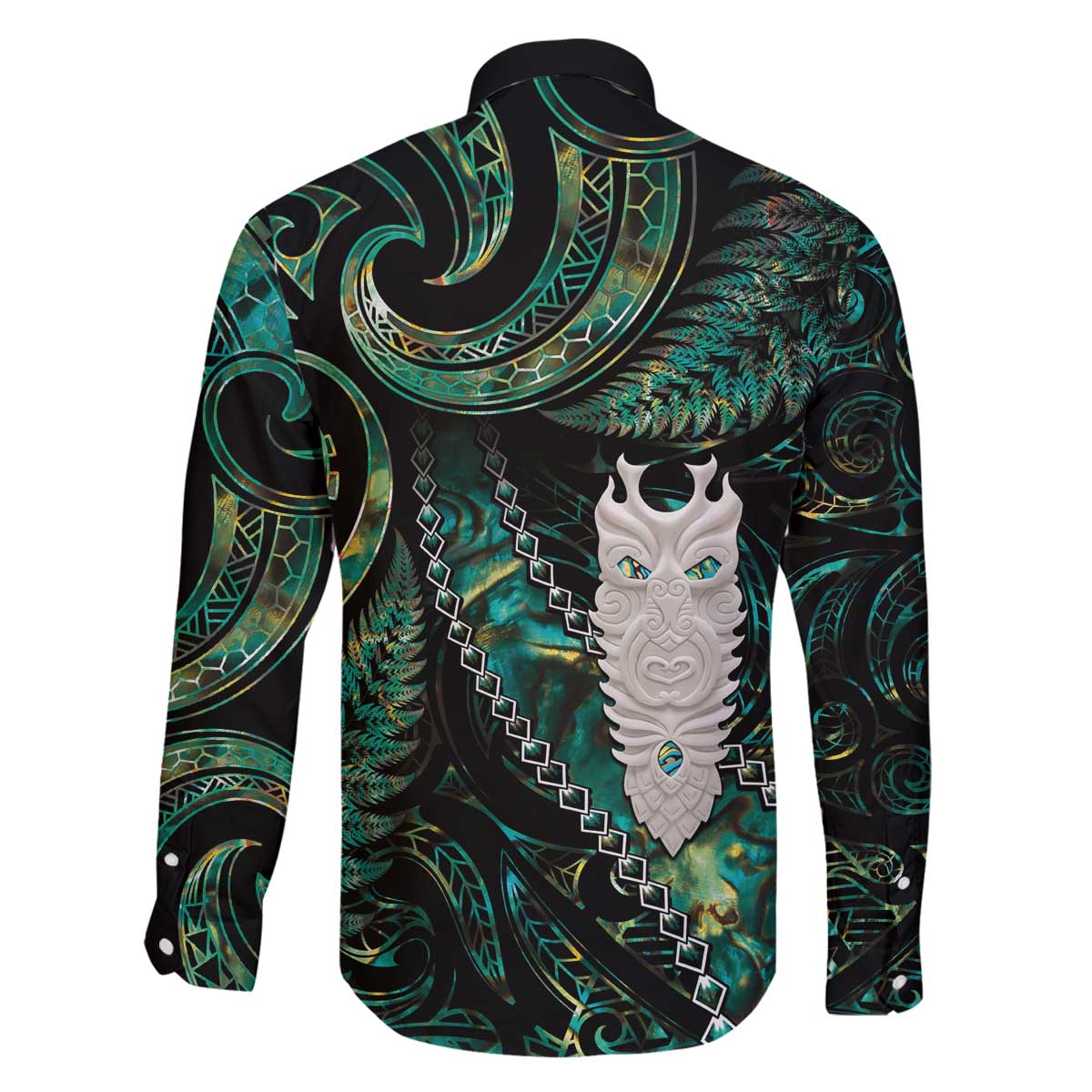 New Zealand Aotearoa Family Matching Off The Shoulder Long Sleeve Dress and Hawaiian Shirt Maori Tane Te Waiora Paua Shell Glitter Green