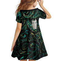 New Zealand Aotearoa Family Matching Tank Maxi Dress and Hawaiian Shirt Maori Tane Te Waiora Paua Shell Glitter Green LT05 - Polynesian Pride