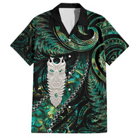 New Zealand Aotearoa Family Matching Tank Maxi Dress and Hawaiian Shirt Maori Tane Te Waiora Paua Shell Glitter Green LT05 Dad's Shirt - Short Sleeve Green - Polynesian Pride
