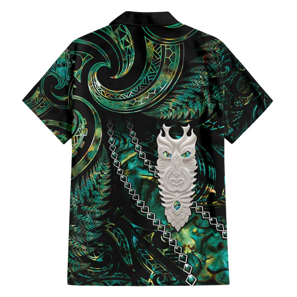 New Zealand Aotearoa Family Matching Tank Maxi Dress and Hawaiian Shirt Maori Tane Te Waiora Paua Shell Glitter Green LT05 - Polynesian Pride