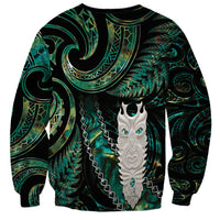 New Zealand Aotearoa Sweatshirt Maori Tane Te Waiora Paua Shell Glitter Green LT05 - Polynesian Pride