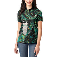 New Zealand Aotearoa Women Polo Shirt Maori Tane Te Waiora Paua Shell Glitter Green