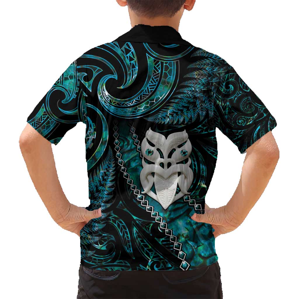 New Zealand Aotearoa Family Matching Long Sleeve Bodycon Dress and Hawaiian Shirt Maori Wheku Paua Shell Glitter Turquoise