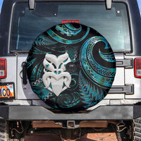 New Zealand Aotearoa Spare Tire Cover Maori Wheku Paua Shell Glitter Turquoise LT05 Turquoise - Polynesian Pride