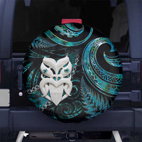 New Zealand Aotearoa Spare Tire Cover Maori Wheku Paua Shell Glitter Turquoise LT05 - Polynesian Pride
