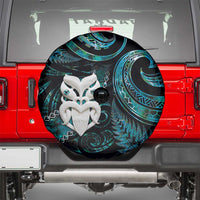 New Zealand Aotearoa Spare Tire Cover Maori Wheku Paua Shell Glitter Turquoise LT05 - Polynesian Pride