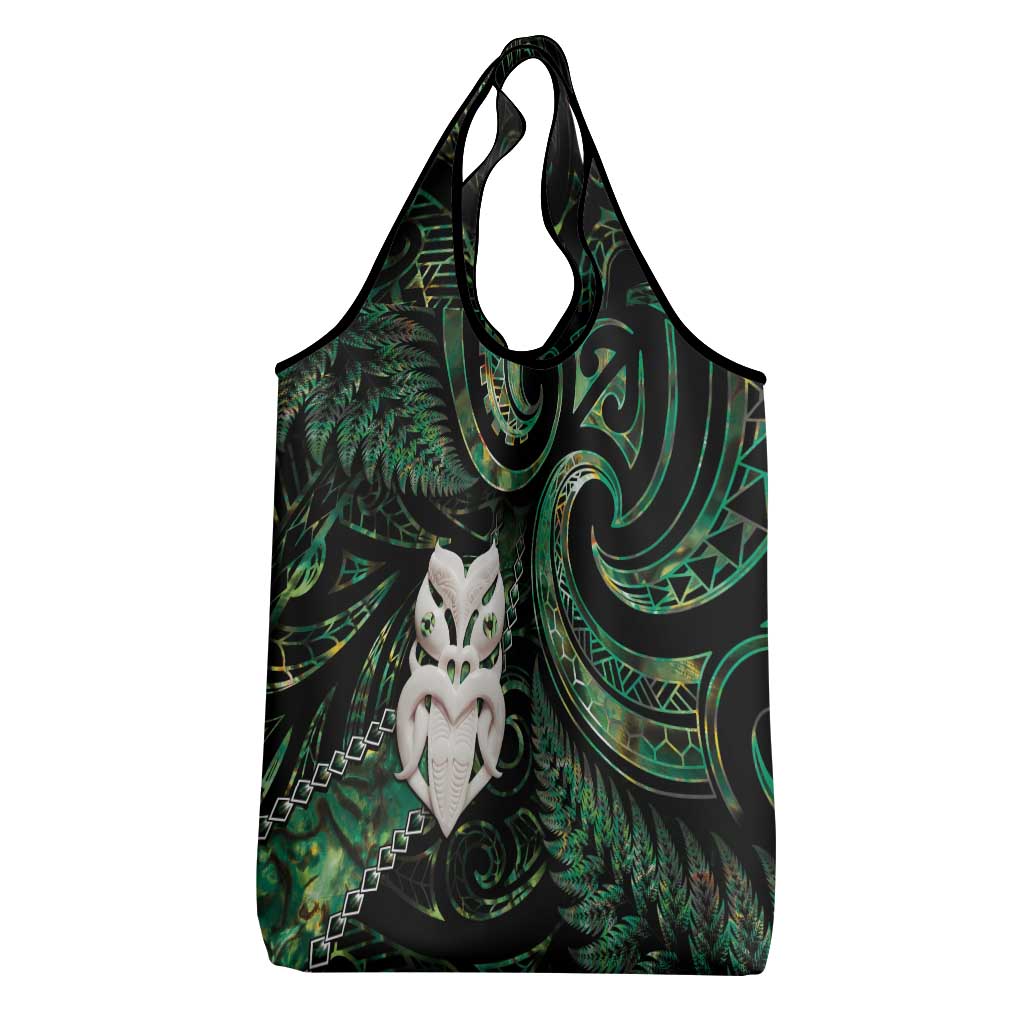 New Zealand Aotearoa Grocery Bag Maori Wheku Paua Shell Glitter Green