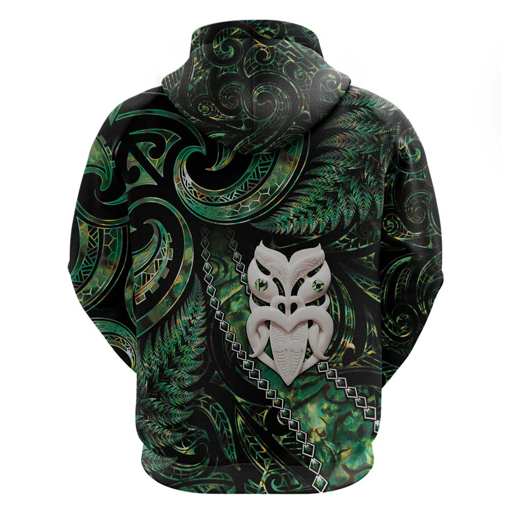 New Zealand Aotearoa Hoodie Maori Wheku Paua Shell Glitter Green