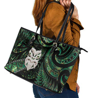 New Zealand Aotearoa Leather Tote Bag Maori Wheku Paua Shell Glitter Green