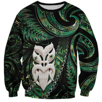 New Zealand Aotearoa Sweatshirt Maori Wheku Paua Shell Glitter Green LT05 Unisex Green - Polynesian Pride