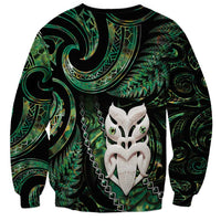 New Zealand Aotearoa Sweatshirt Maori Wheku Paua Shell Glitter Green LT05 - Polynesian Pride