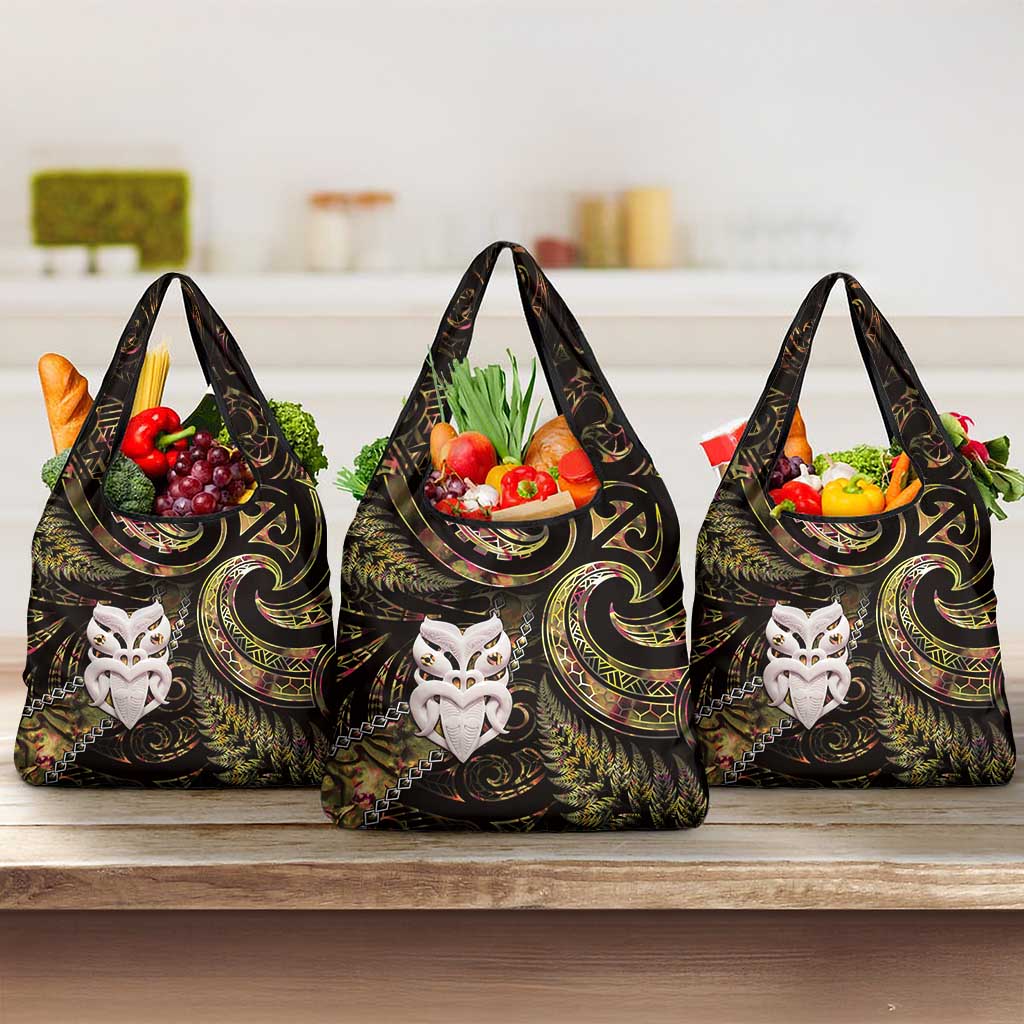 New Zealand Aotearoa Grocery Bag Maori Wheku Paua Shell Glitter Gold