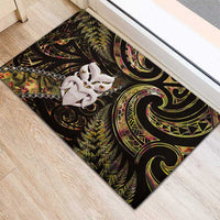 New Zealand Aotearoa Rubber Doormat Maori Wheku Paua Shell Glitter Gold
