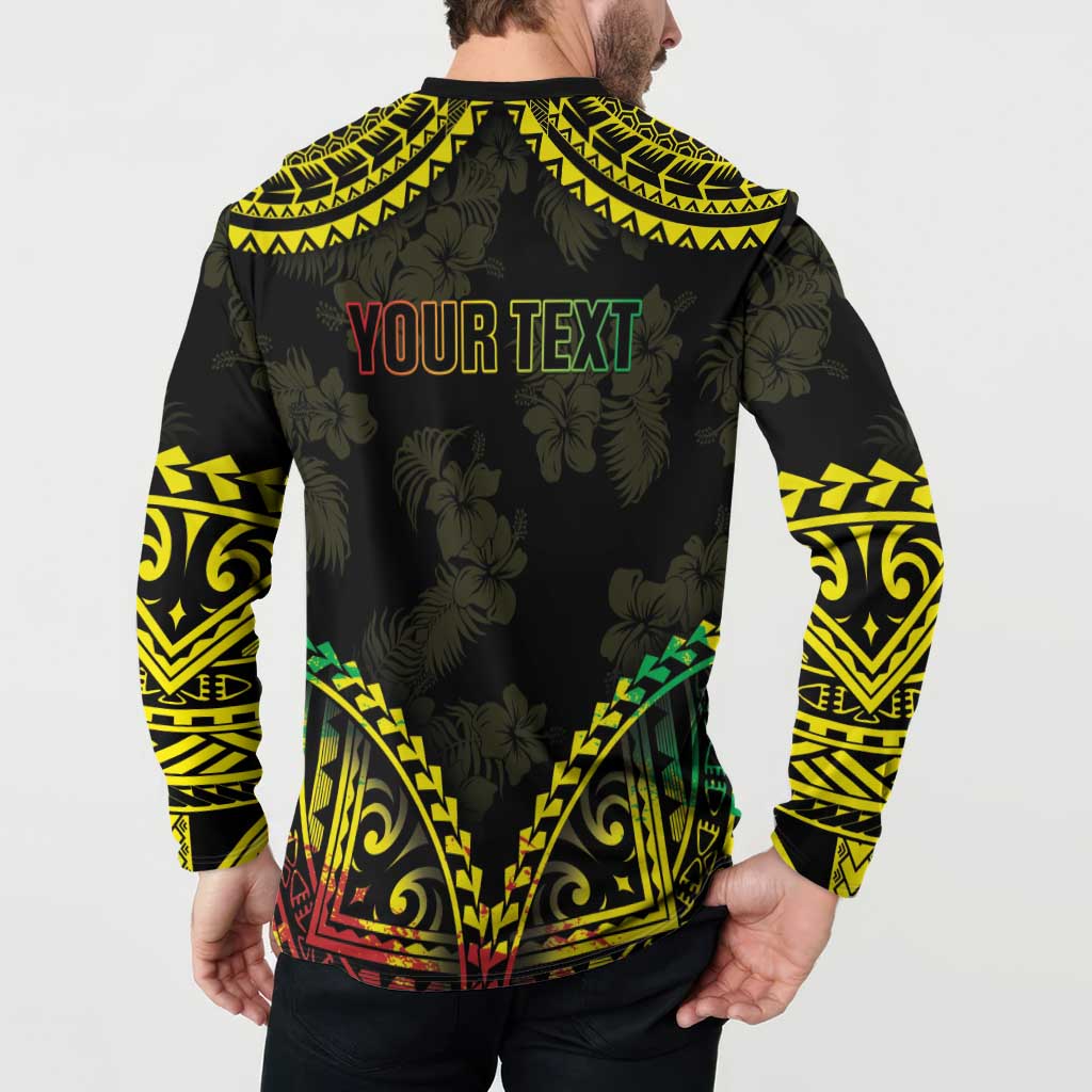 Aloha Tropical Palm Trees Button Sweatshirt Reggae Polynesian Pattern