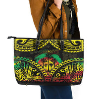 Aloha Tropical Palm Trees Leather Tote Bag Reggae Polynesian Pattern