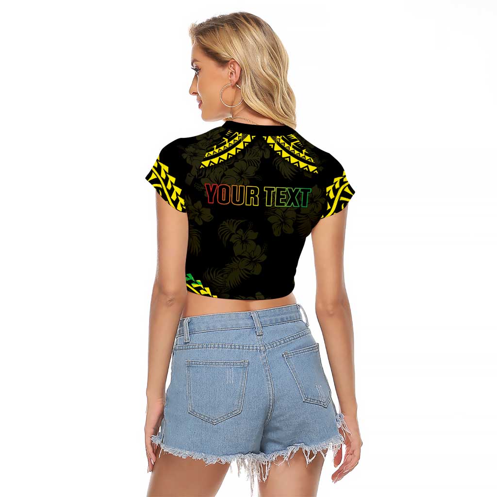 Aloha Tropical Palm Trees Raglan Cropped T Shirt Reggae Polynesian Pattern