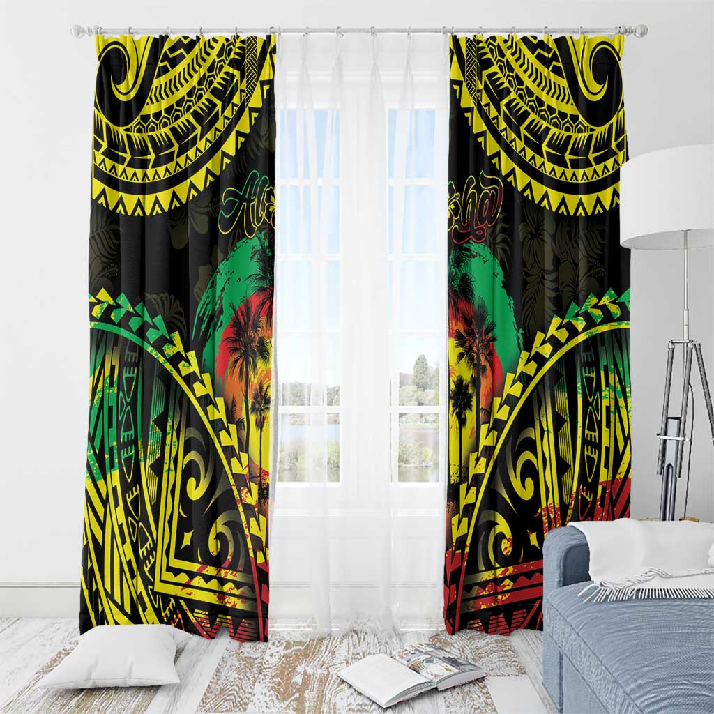 Aloha Tropical Palm Trees Window Curtain Reggae Polynesian Pattern