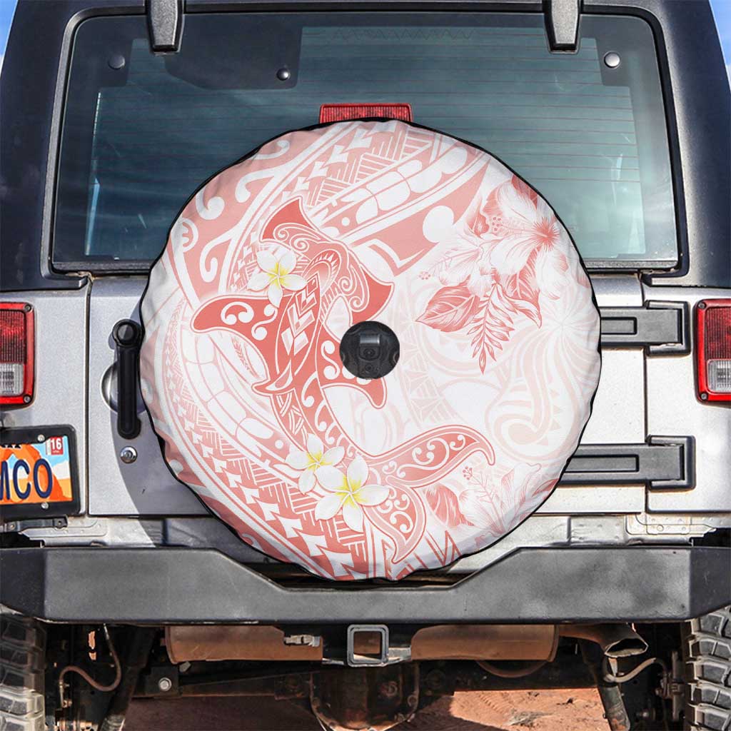 Polynesia Hammerhead Shark Spare Tire Cover Tropical Flowers Tribal Pattern Peach LT05 Peach - Polynesian Pride