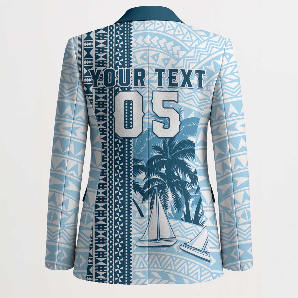 Custom Fiji Regatta Blazer Palm Tree Tapa Pattern - Polynesian Pride
