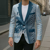Custom Fiji Regatta Blazer Palm Tree Tapa Pattern - Polynesian Pride