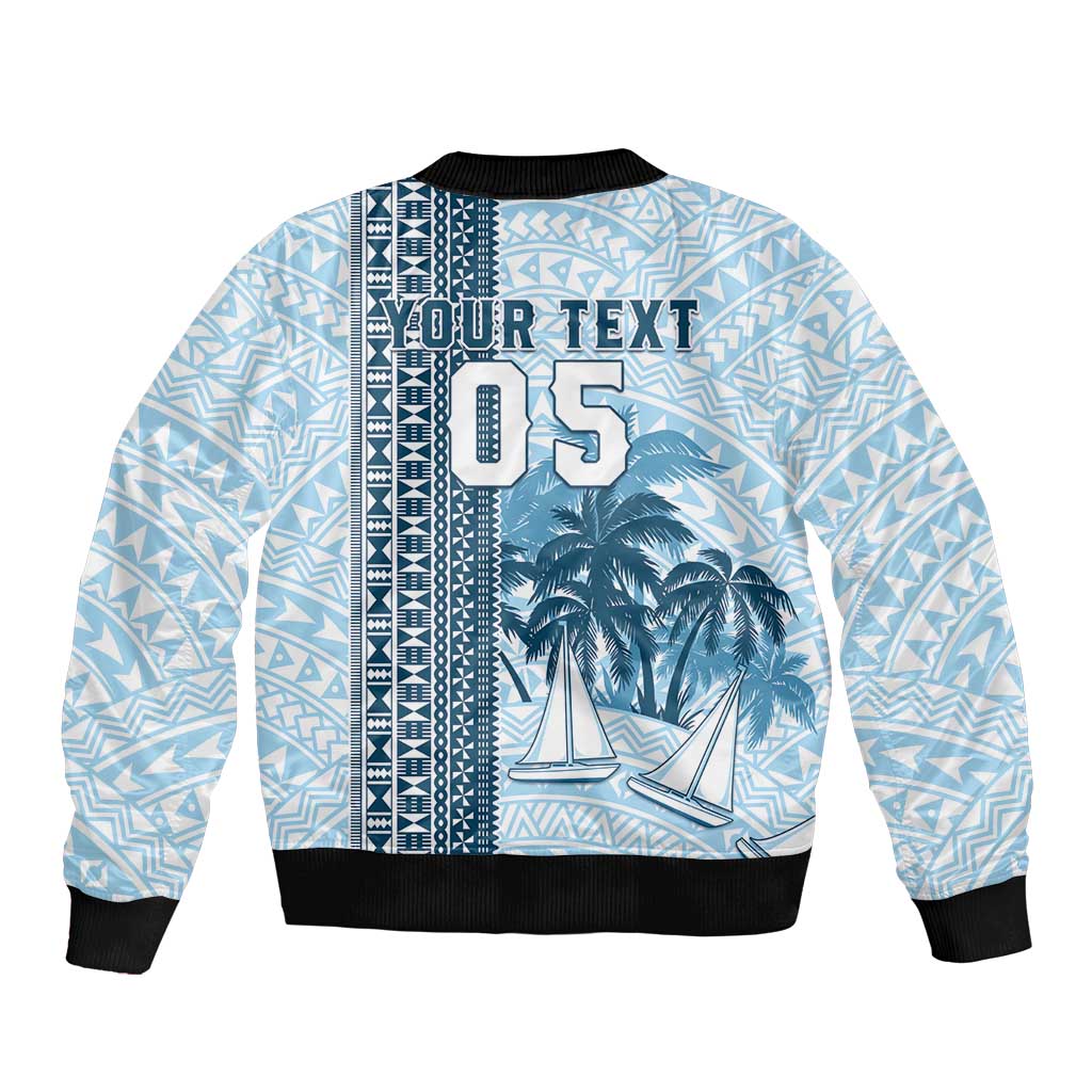 Custom Fiji Regatta Bomber Jacket Palm Tree Tapa Pattern - Polynesian Pride