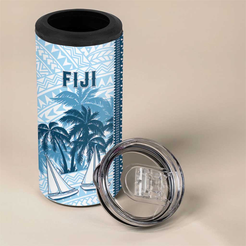 Custom Fiji Regatta 4 in 1 Can Cooler Tumbler Palm Tree Tapa Pattern - Polynesian Pride