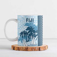 Custom Fiji Regatta Ceramic Mug Palm Tree Tapa Pattern - Polynesian Pride