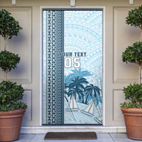 Fiji Regatta Door Cover Palm Tree Tapa Pattern LT05 Blue - Polynesian Pride
