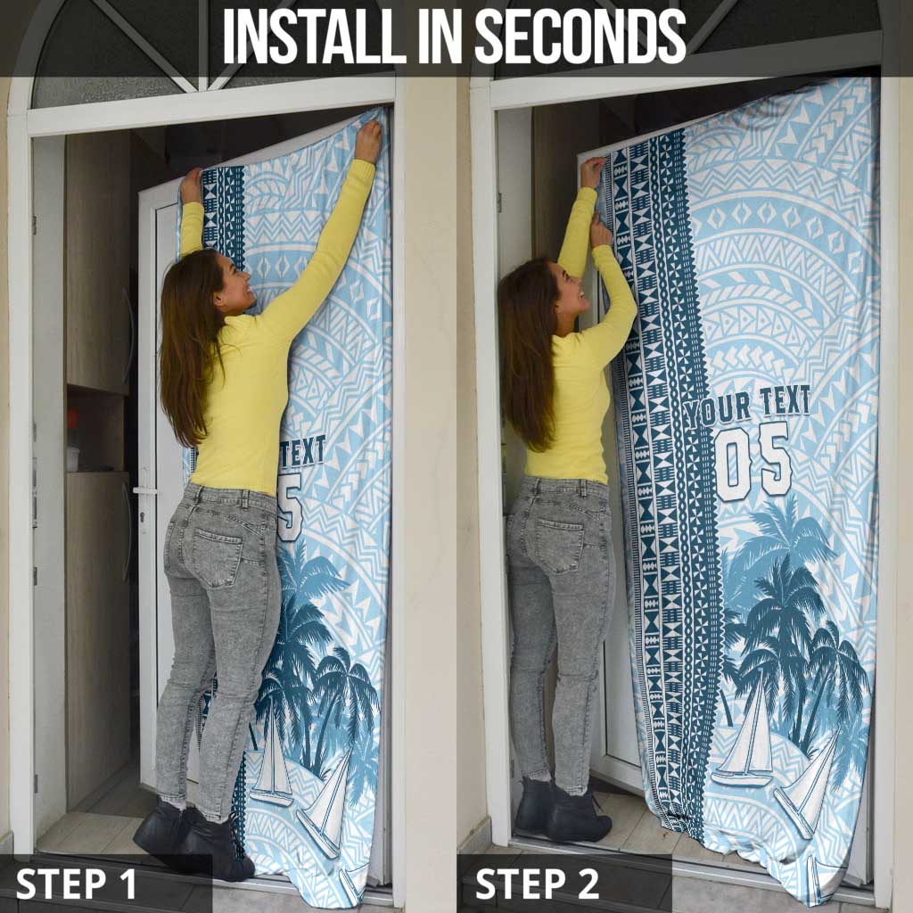 Fiji Regatta Door Cover Palm Tree Tapa Pattern LT05 - Polynesian Pride