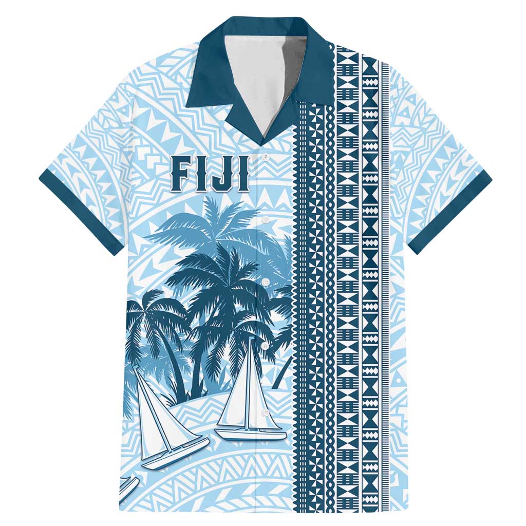 Custom Fiji Regatta Family Matching Mermaid Dress and Hawaiian Shirt Palm Tree Tapa Pattern - Polynesian Pride