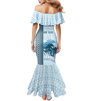 Custom Fiji Regatta Family Matching Mermaid Dress and Hawaiian Shirt Palm Tree Tapa Pattern - Polynesian Pride